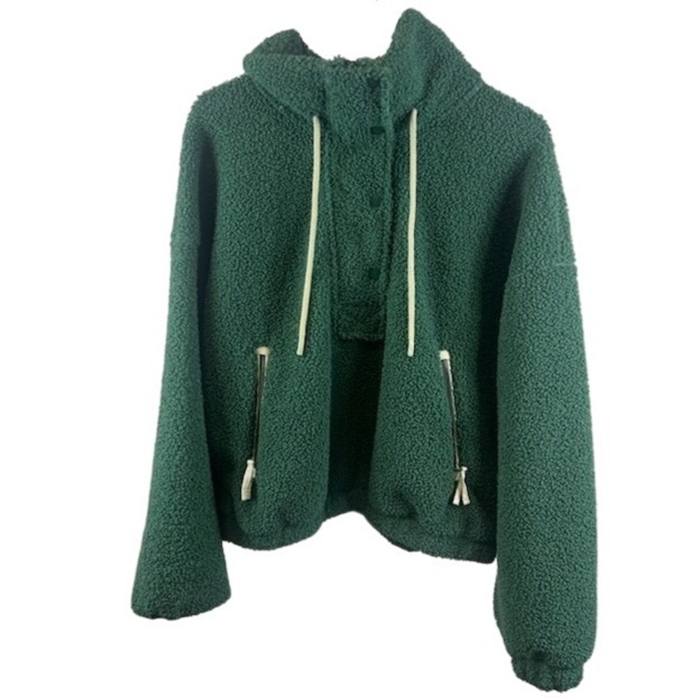Universal Thread Women's Green Sherpa Pullover Hoodie Sweatshirt Size XL Cosy